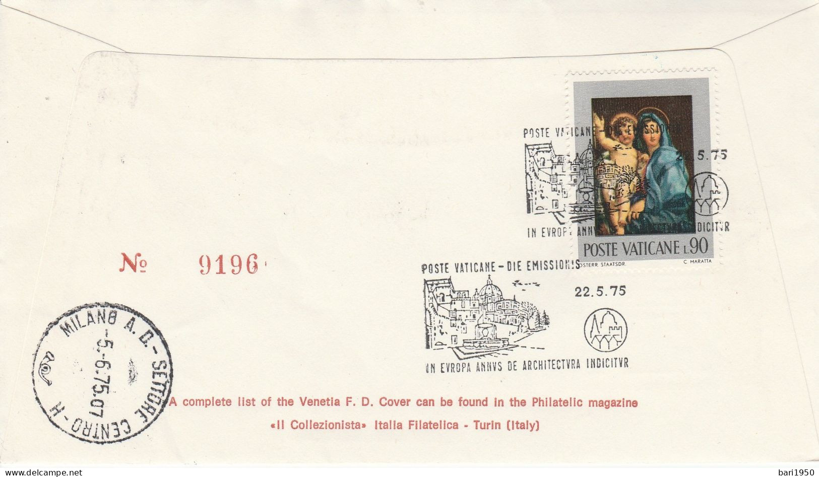 POSTE VATICANE- 2  Valori Da L.50  E L.90, ANNO EUROPEO DEL PATRIMONIO ARCHITETTONICO Primo Giorno Di Emissione Su Busta - Used Stamps