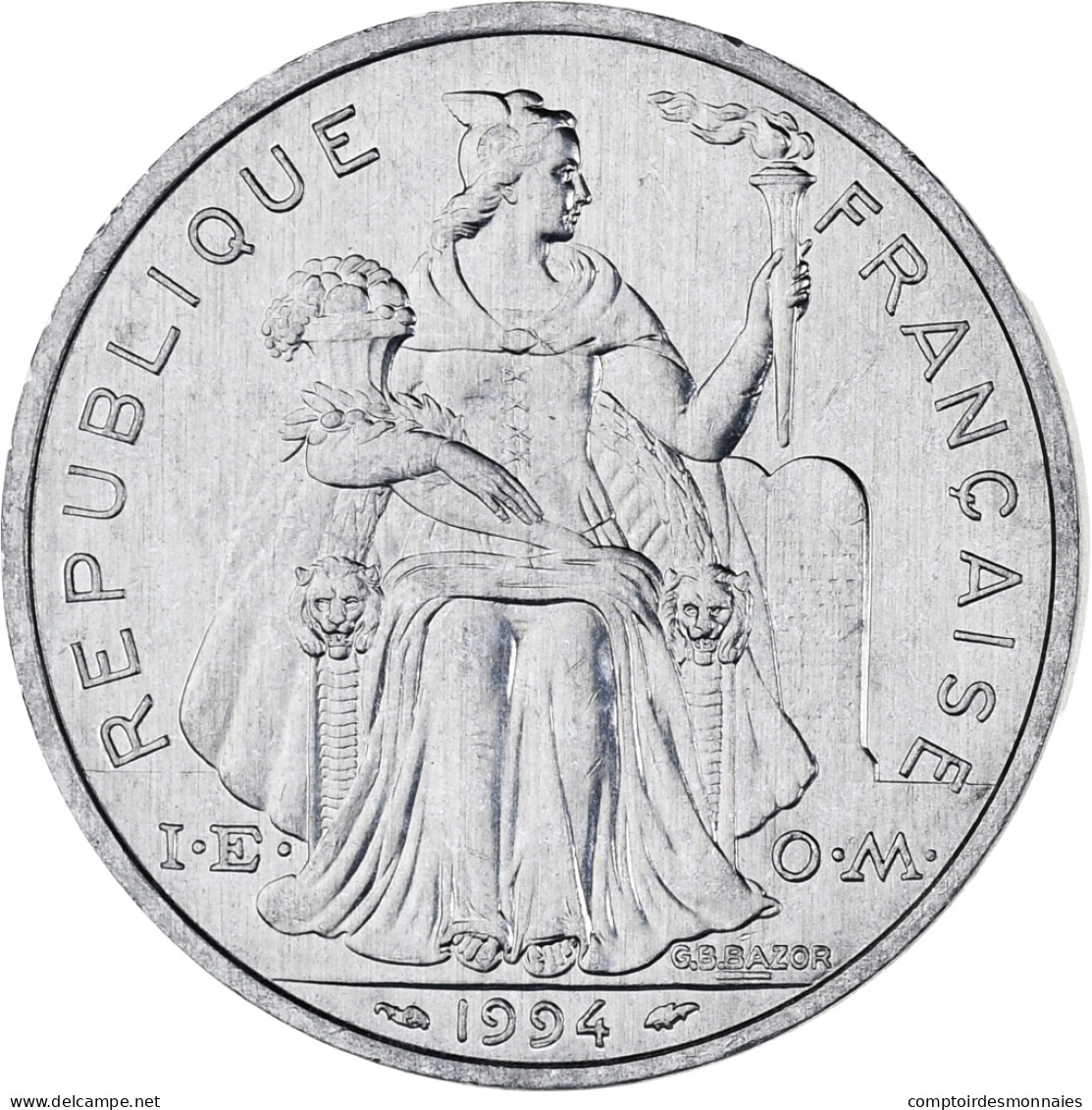 Nouvelle-Calédonie, 5 Francs, 1994, Paris, I.E.O.M., SPL, Aluminium, KM:16 - Nouvelle-Calédonie