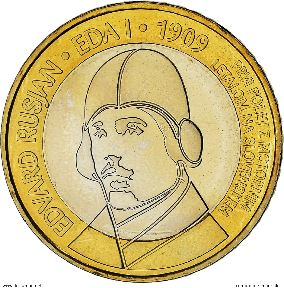 Slovénie, 3 Euro, Edvard Rusjan, 2009, Vantaa, SPL+, Bimétallique - Slovenia
