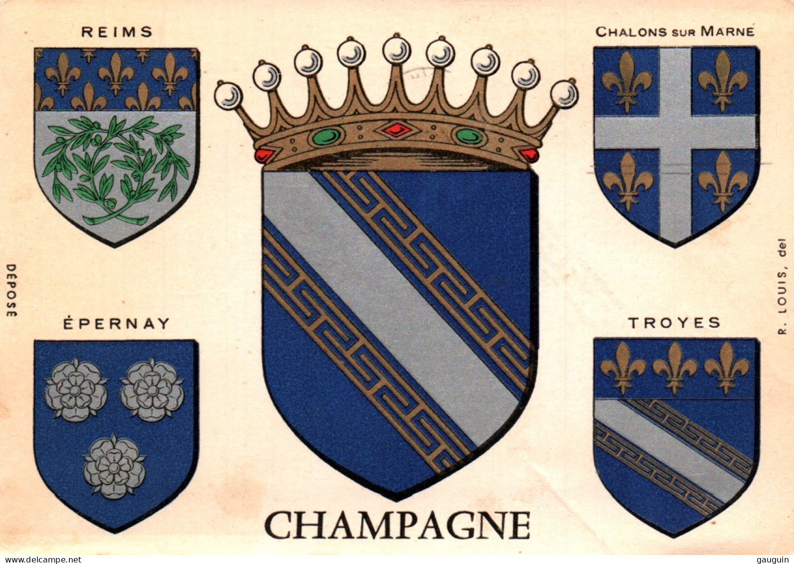 CPSM - CHAMPAGNE - BLASON Héraldiste R.LOUIS - Edition Librairie Hachette - Champagne - Ardenne