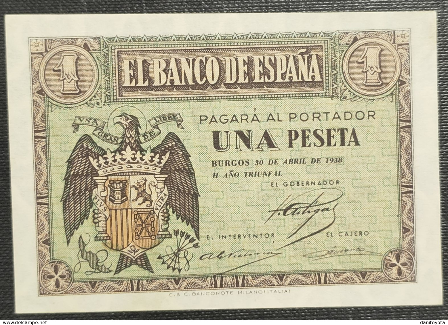 ESPAÑA. EDIFIL 428a. 1 PTA 30 ABRIL 1938 SERIE D, SIN CIRCULAR. - 1-2 Peseten