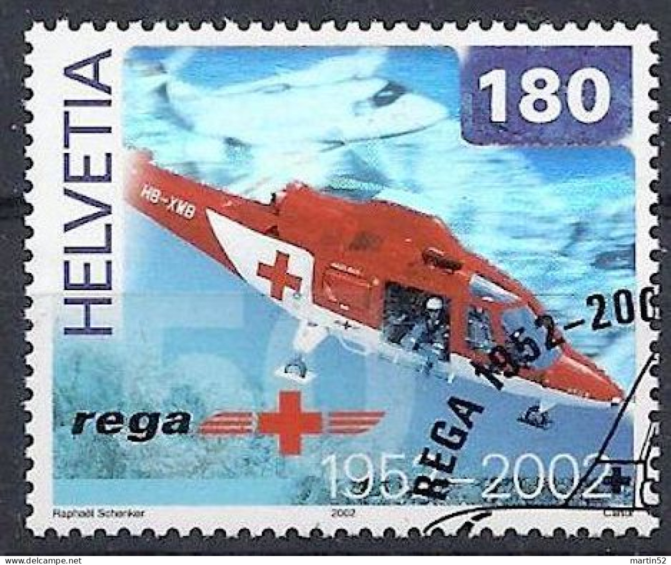 Schweiz Suisse 2002: 50 Jahre REGA Zu 1040 Mi 1784 Yv 1709 Hologramm Mit REGA-o ZÜRICH 12.3.2002 (Zumstein CHF 4.50) - Hologramme