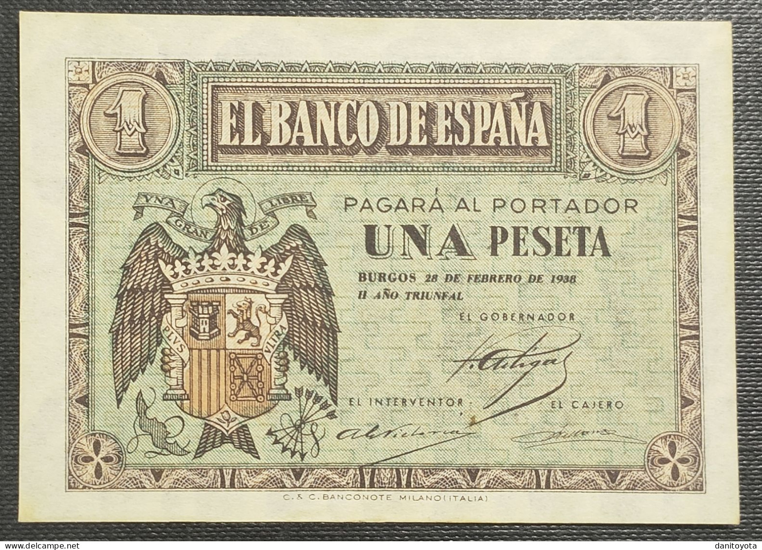 ESPAÑA. EDIFIL 427b. 1 PTA 28 DE FEBRERO DE 1938, SERIE G SIN CIRCULAR. - 1-2 Pesetas