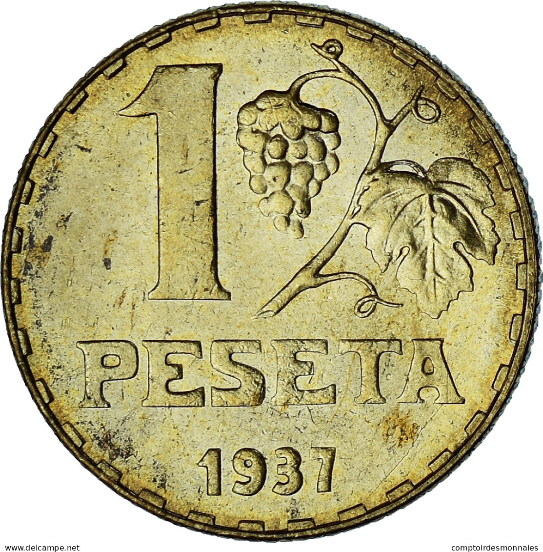 Espagne, Rubia, Peseta, 1937, TTB+, Bronze-aluminium, KM:755 - 1 Peseta