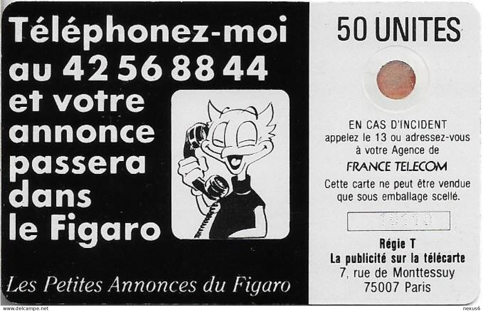 France - D74 - Le Figaro, SC4 GW, Cn.10110, 1989, 50Units, 5.100ex, Mint - Phonecards: Private Use
