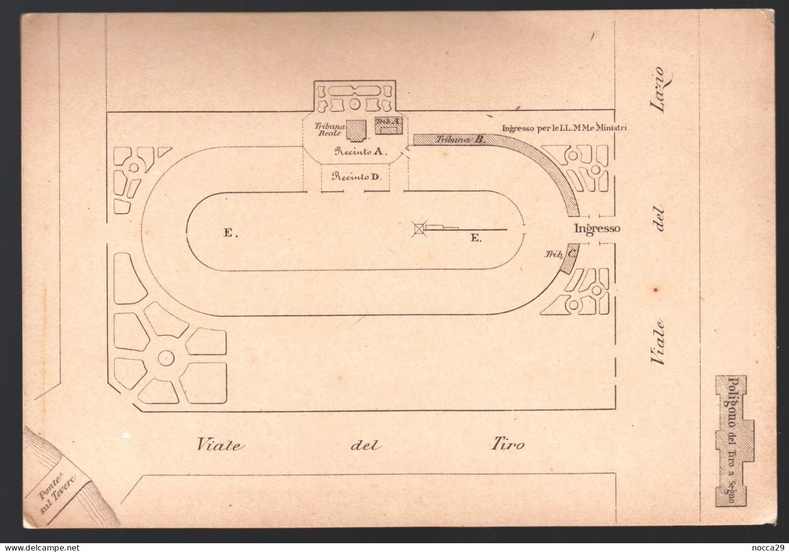 INVITO A GARA DI TIRO A SEGNO A TOR DI QUINTO (ROMA) NEL 1895 CON DISEGNO DEL CAMPO DI TIRO (STAMP314) - Waffenschiessen