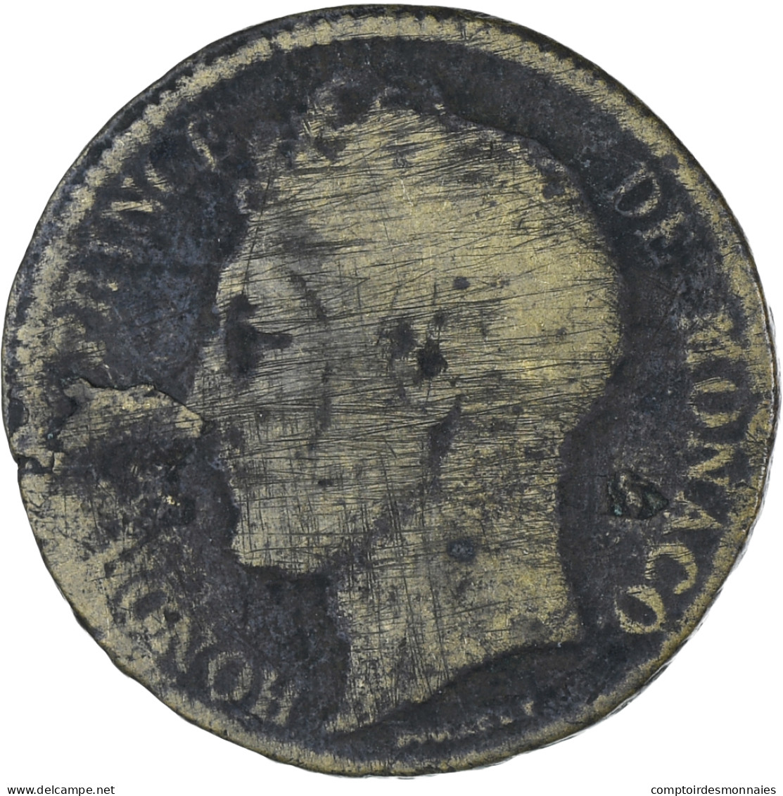 Monaco, Honore V, 5 Centimes, Monaco, Faux D'époque, B+, Cuivre, Gadoury:MC103 - 1819-1922 Onorato V, Carlo III, Alberto I