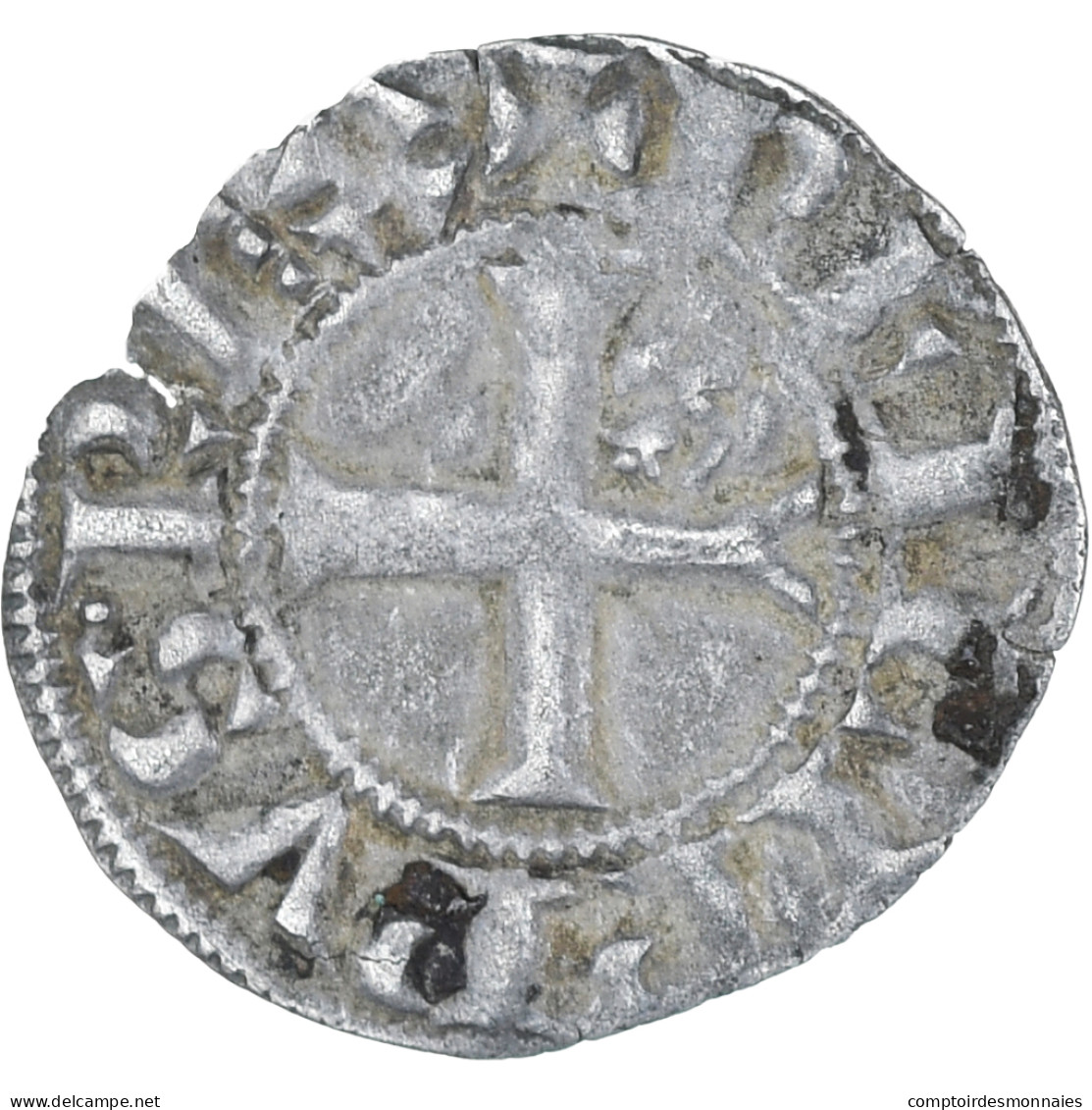 France, Philippe IV Le Bel, Double Tournois, TB+, Billon, Duplessy:229 - 1285-1314 Philippe IV Le Bel