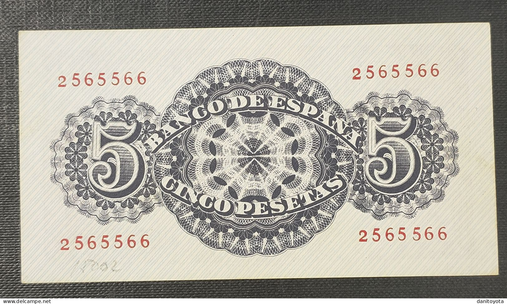 ESPAÑA. EDIFIL 454. 5 PTAS 12 ABRIL DE 1947 SIN SERIE, SIN CIRCULAR. - 5 Pesetas