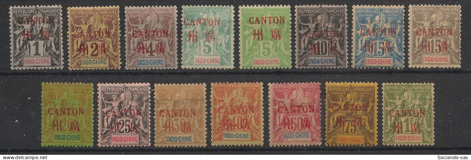 CANTON - 1901-02 - N°YT. 1 à 15 - Type Groupe - 15 Valeurs Dont Le N°4 Signé BRUN - Neuf * / MH VF - Unused Stamps