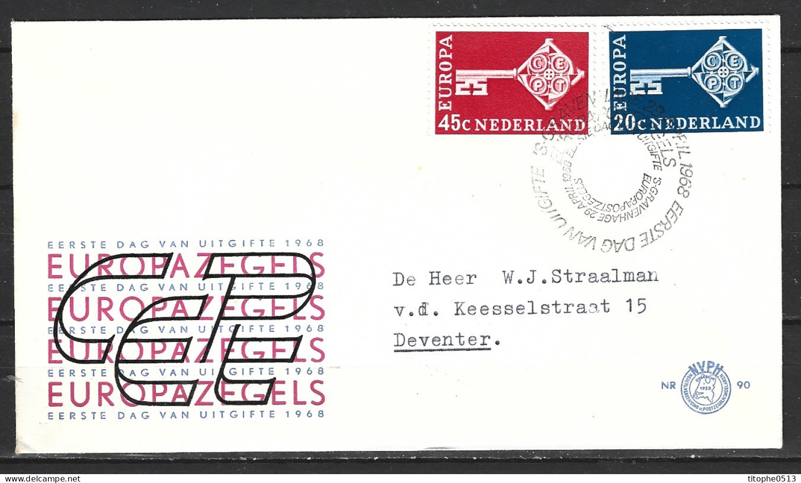 PAYS-BAS. N°871-2 Sur Enveloppe 1er Jour (FDC) De 1968. Europa'68. - 1968