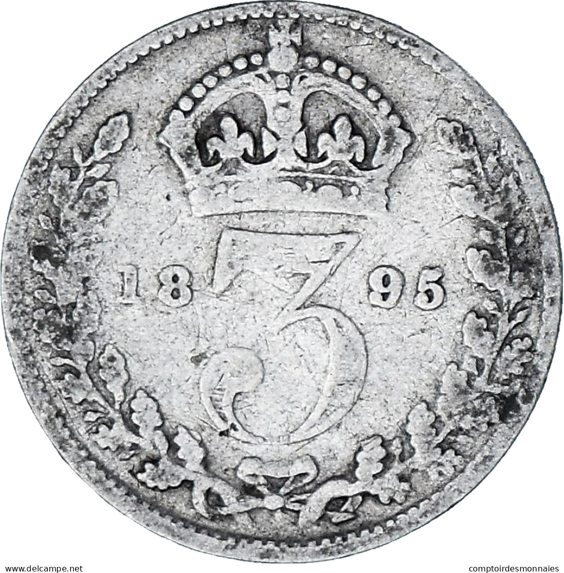 Monnaie, Grande-Bretagne, Victoria, 3 Pence, 1895, B+, Argent, KM:777 - F. 3 Pence