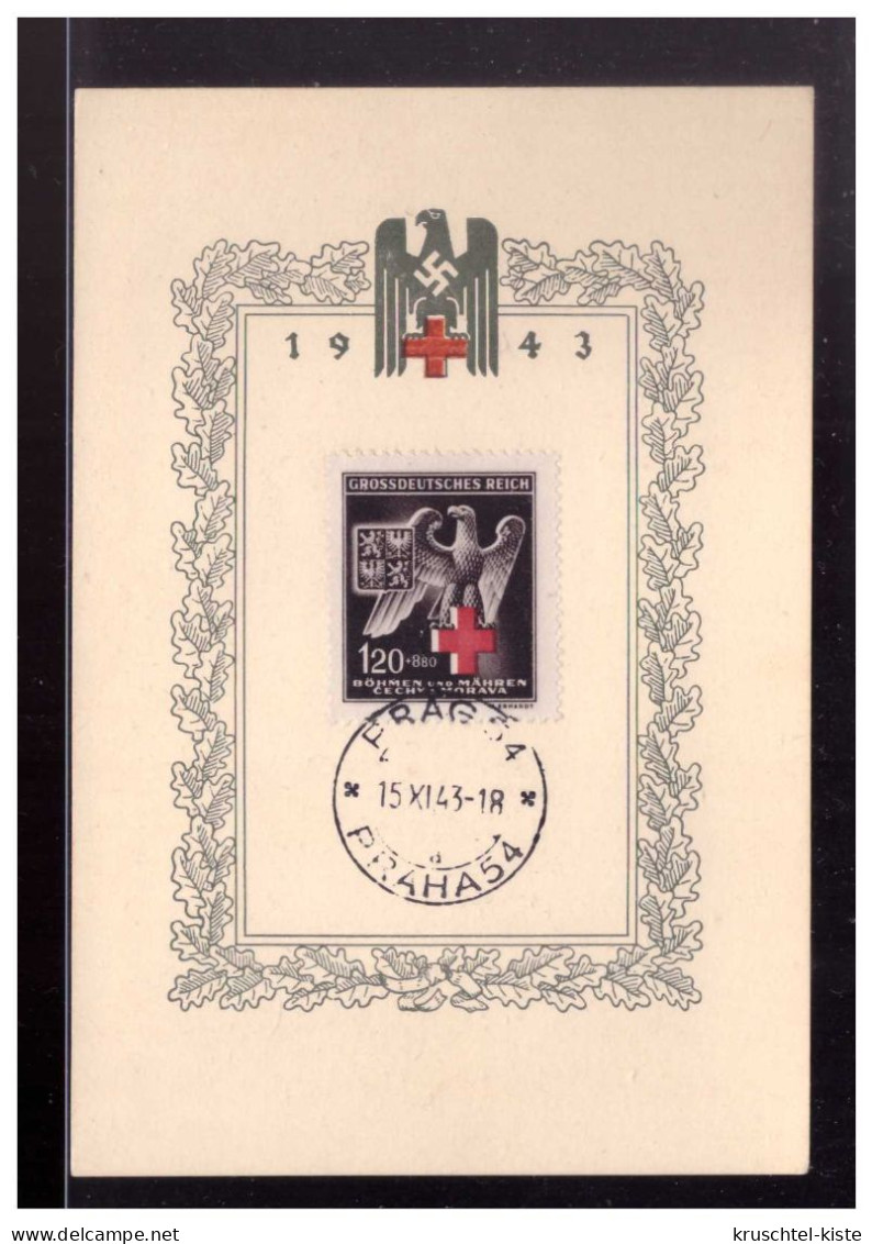 Böhmen Und Mährer (023200) Gedenkblatt SB 131b Fürs Rote Kreuz Mit Tagesstempel Prag Am 15.11.1943 - Briefe U. Dokumente