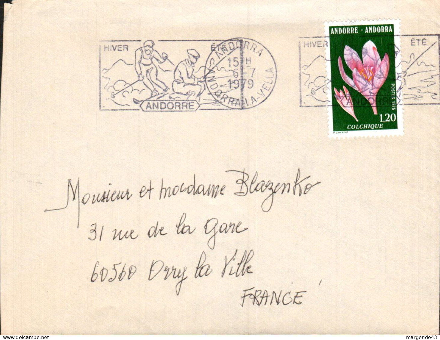 ANDORRE SEUL SUR LETTRE  POUR LA FRANCE 1979 - Brieven En Documenten