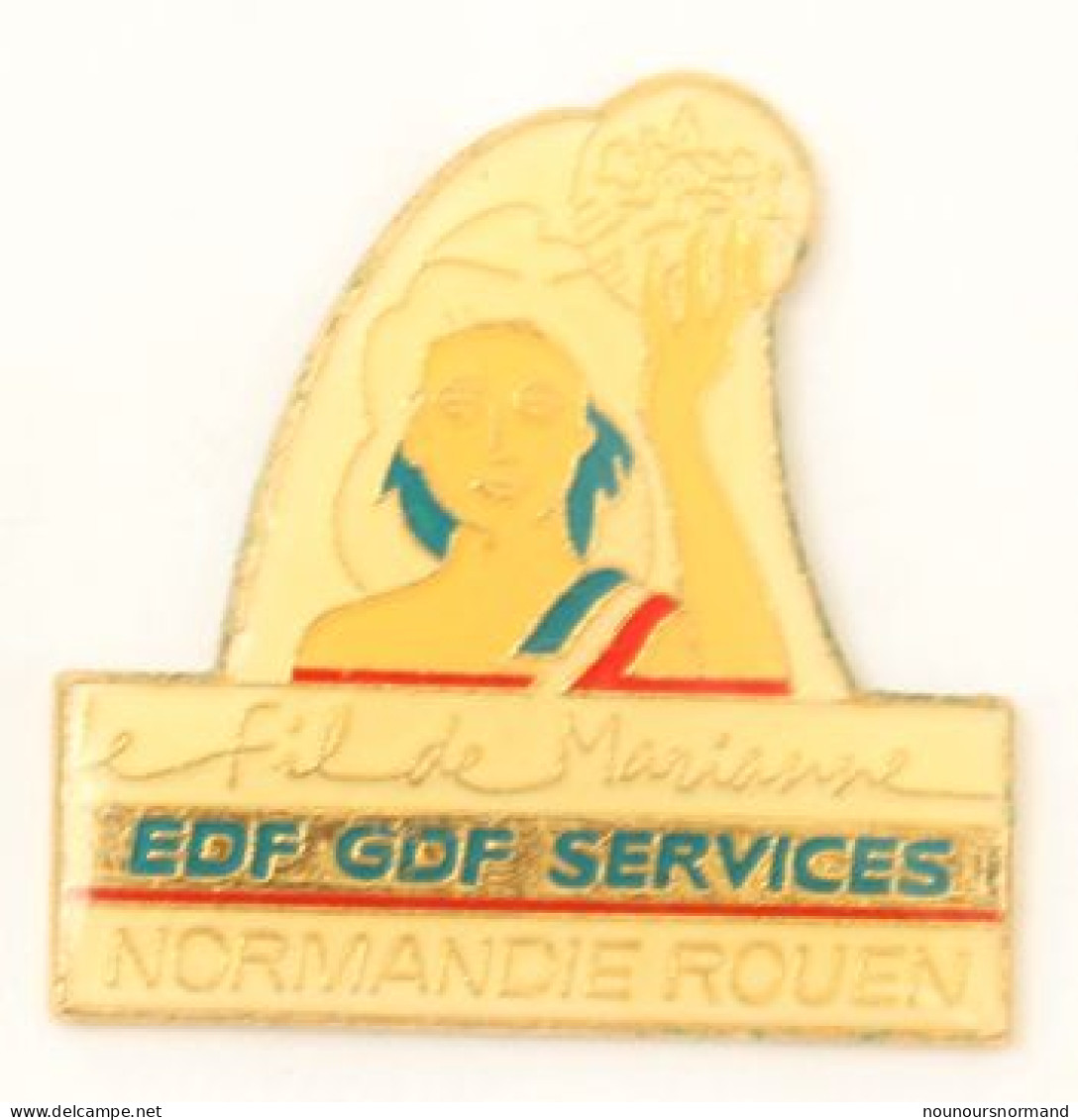 Pin's EDF GDF Services - LE FIL DE MARIANNE - Normandie Rouen - Buste De Marianne - Ac.Co - M684 - EDF GDF