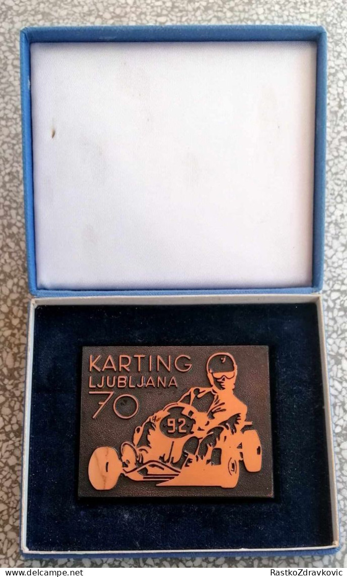 SLOVENIA+KARTING LJUBLJANA+1970+PLAKETA+PLAQUETE+VINTAGE+ORIGINAL BOX - Automobile - F1