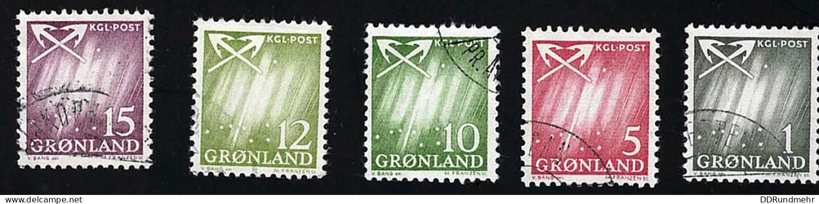 1963 Northern Light Michel GL 47 - 51 Stamp Number GL 48 - 52 Yvert Et Tellier GL 36 - 40 Used - Used Stamps