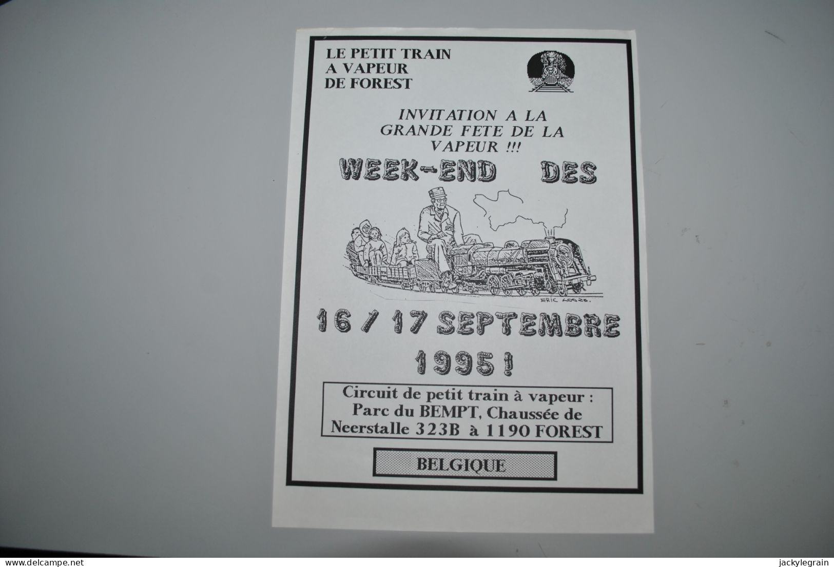 Affiche Train Vapeur Forest 1995 Format A4 Envoi Bpost Belgique 2 € Europe 5 € - Chemin De Fer