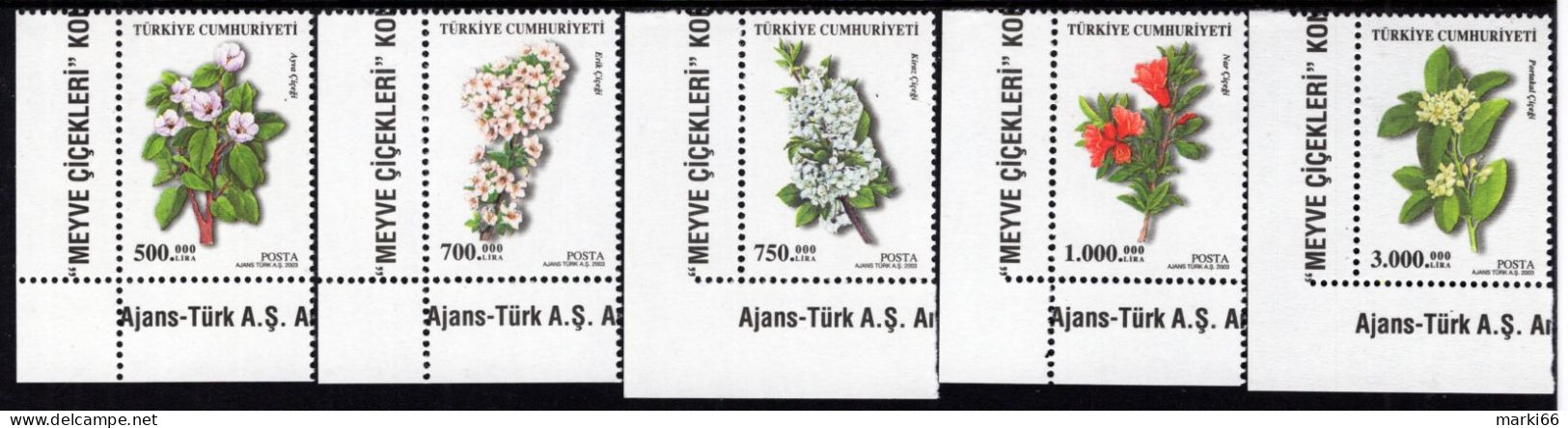 Turkey - 2003 - Flowering Trees - Mint Stamp Set - Unused Stamps