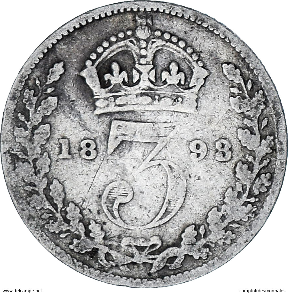 Monnaie, Grande-Bretagne, Victoria, 3 Pence, 1893, TB, Argent, KM:777 - F. 3 Pence