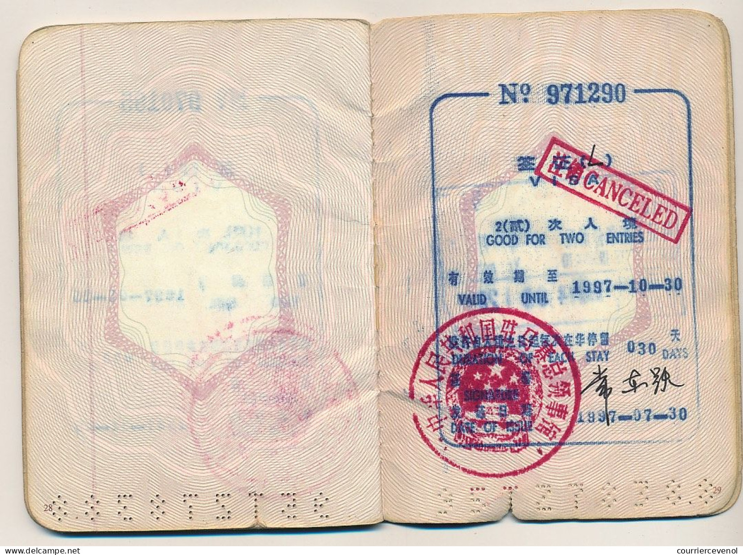 FRANCE - Passeport Voyageur Marseillais entièrement rempli de visas chinois + Hong-Kong, Bangkok... fiscaux 150F/200F