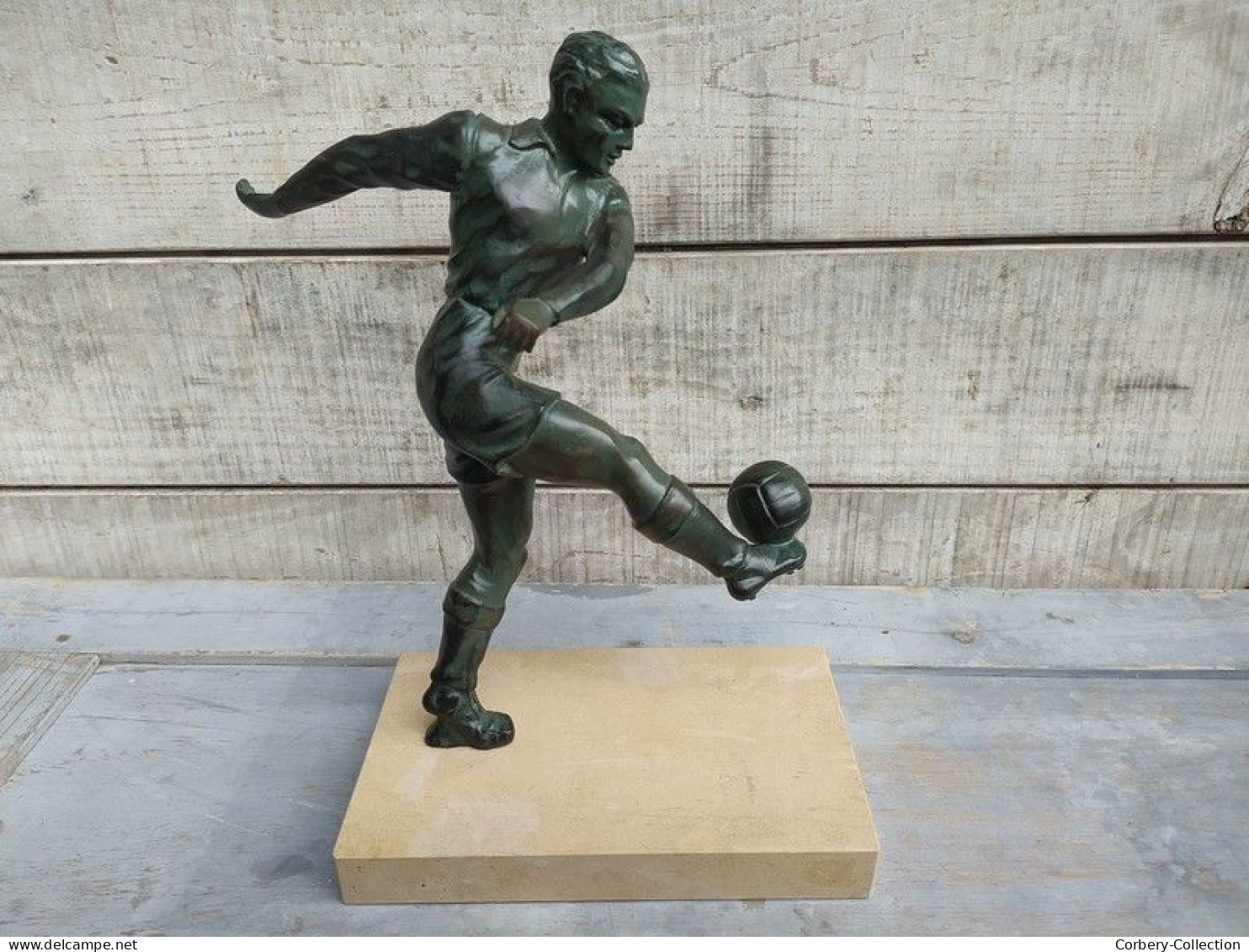 Statue Trophée Sport Foot Football 1930 Art Déco