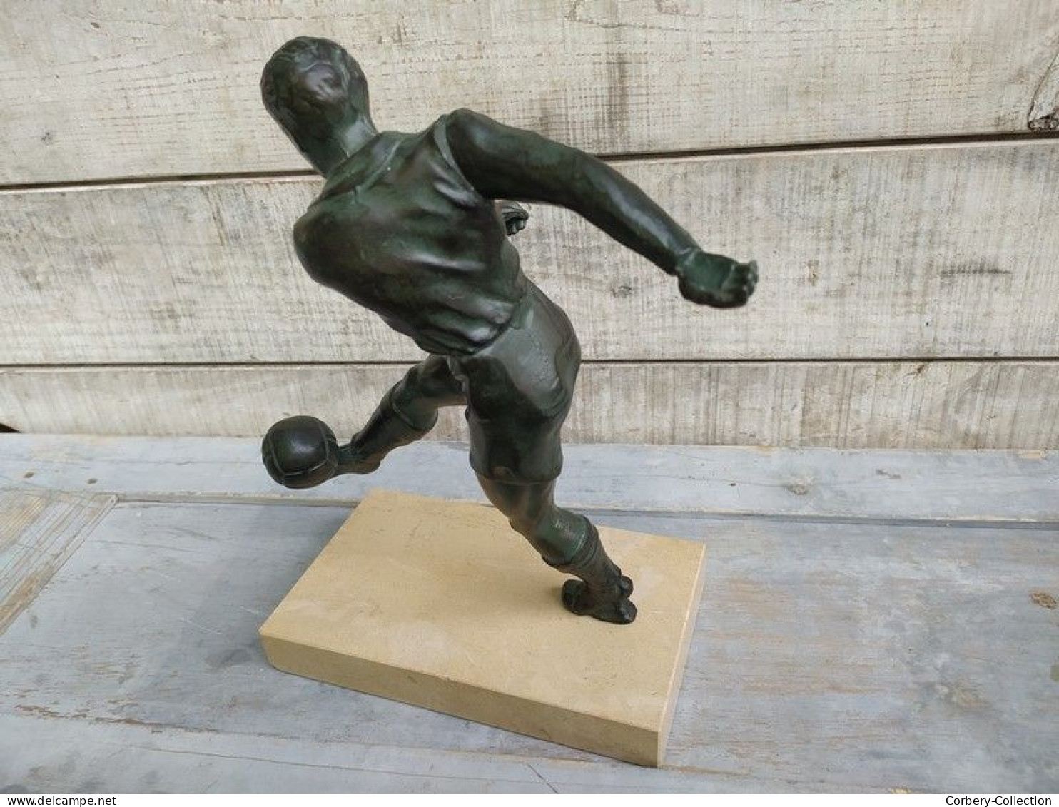 Statue Trophée Sport Foot Football 1930 Art Déco