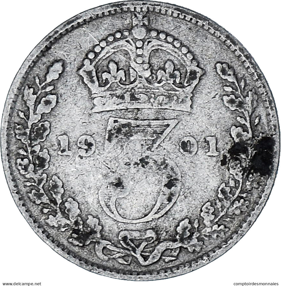 Monnaie, Grande-Bretagne, Victoria, 3 Pence, 1901, TB, Argent, KM:777 - F. 3 Pence