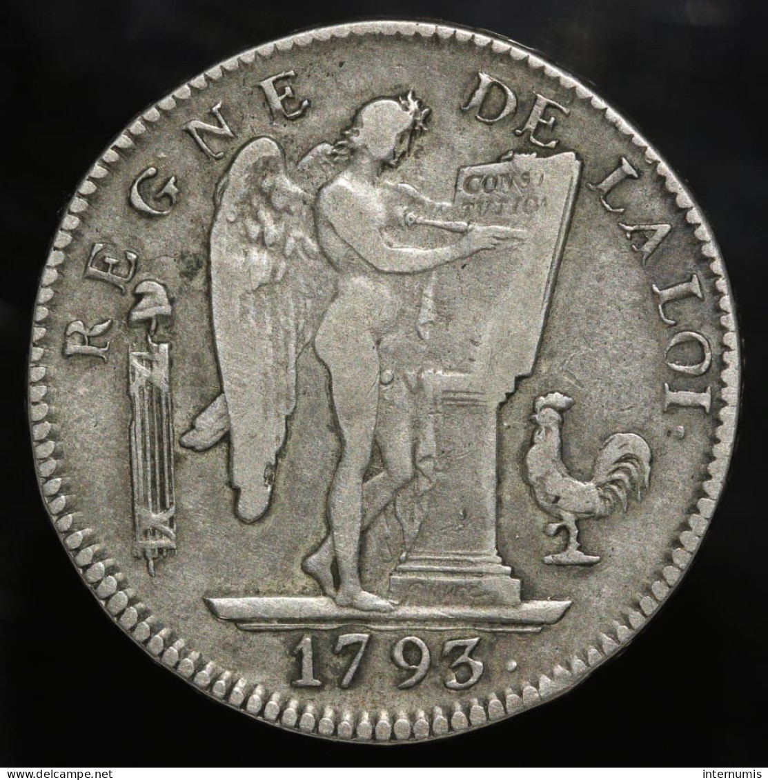 France, Convention, Ecu De 6 Livres - Type FRANCOISE, 1793, W - Lille, Argent (Silver), TB+ (VF), KM#624, G.58 - 1792-1975 Convención Nacional