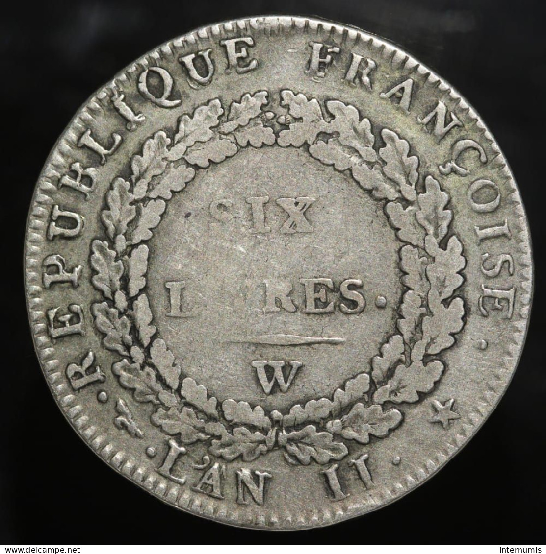 France, Convention, Ecu De 6 Livres - Type FRANCOISE, 1793, W - Lille, Argent (Silver), TB+ (VF), KM#624, G.58 - 1792-1975 Nationalkonvent