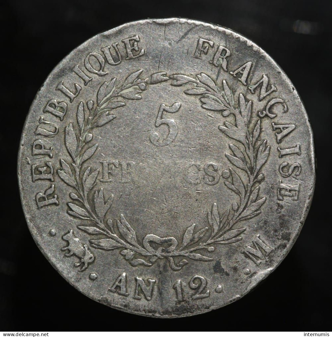 Napoleon Premier Consul, 5 Francs, 1803 (An 12 / Year 12), M - Toulouse, Argent (Silver), TB+ (VF), G.577, F.301/20 - 5 Francs