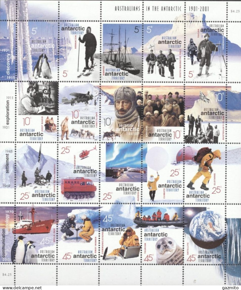 AAT 2001, Exploration, Penguins, Plane, Dog, Elicopter, Ship, Sheetlet - Fauna Antártica