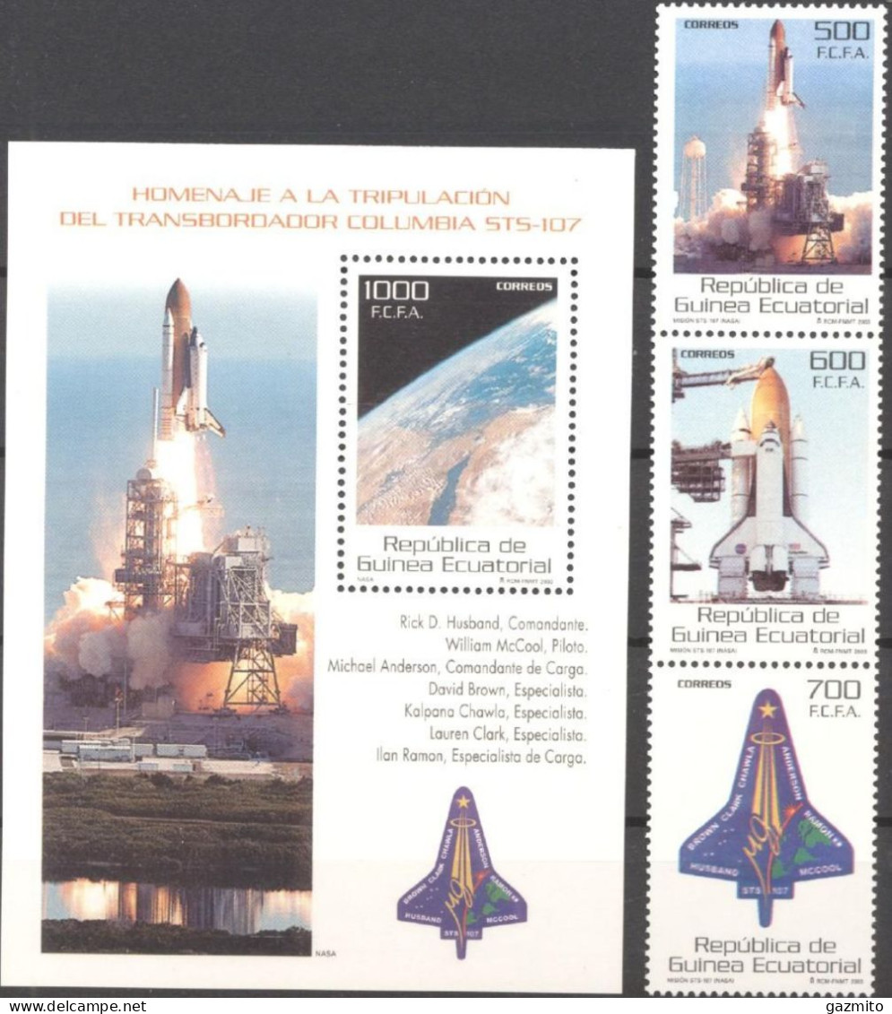 Guinea Equat. 2005,Space, Space Shuttle, 3val+BF - Guinée Equatoriale