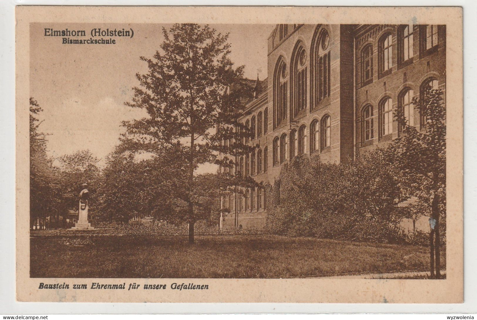 A 675) AK Elmshorn Bismarckschule, Baustein Zum Ehrenmal Für Unsere Gefallenen - Elmshorn