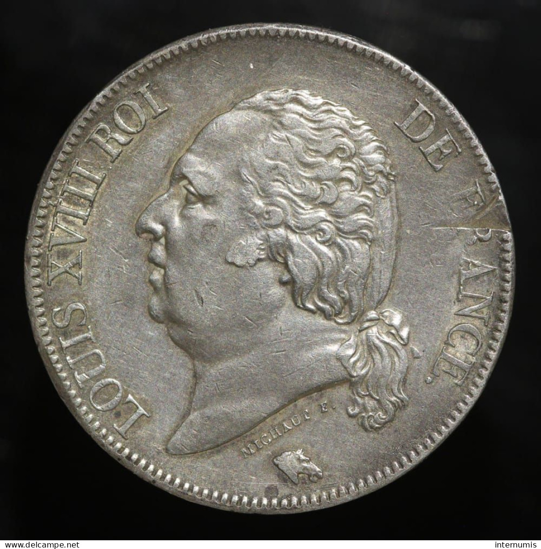 France, Louis XVIII, 5 Francs, 1824, MA - Marseille, Argent (Silver), TTB+ (EF), KM#711.10, G.614, F. 309/94 - 5 Francs