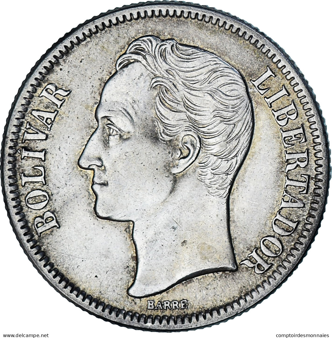 Monnaie, Venezuela, Gram 10, 2 Bolivares, 1945, Philadelphie, TTB+, Argent - Venezuela