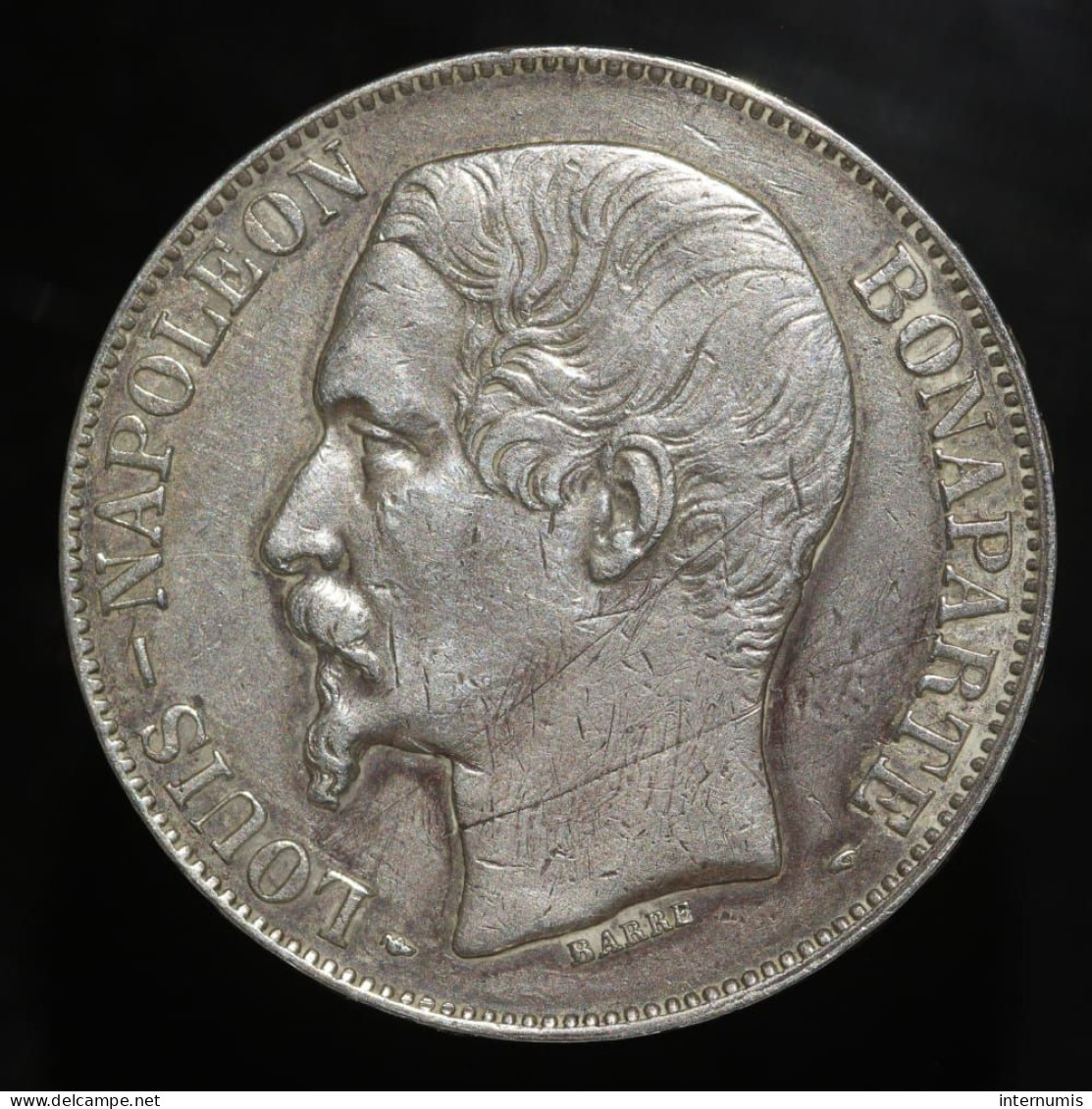 France, Louis-Napoleon Bonaparte, 5 Francs, 1852, Tête Large, Argent (Silver), TTB (EF), KM#773, G.726, F.329/2 - 5 Francs
