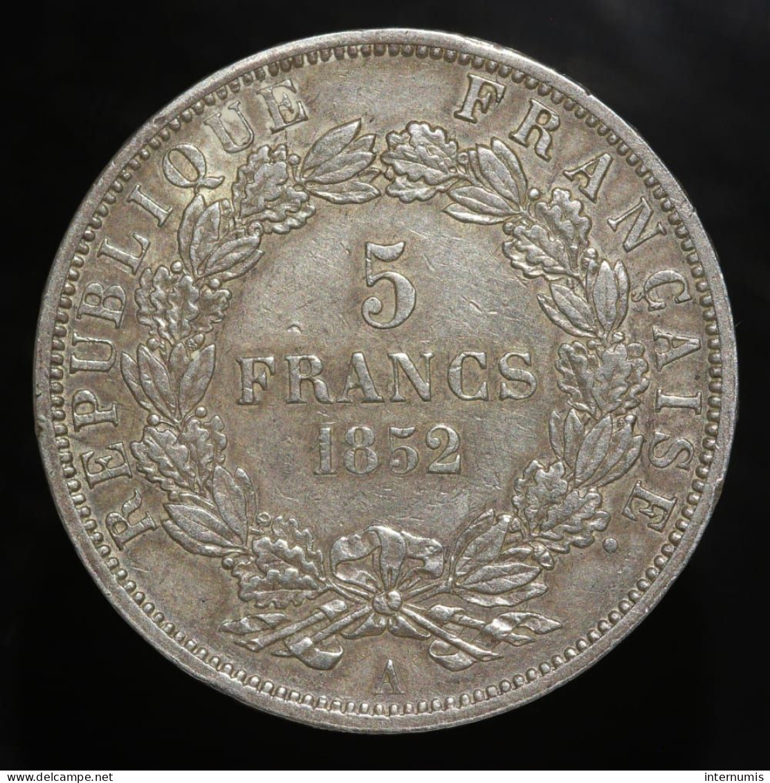 France, Louis-Napoleon Bonaparte, 5 Francs, 1852, Tête Large, Argent (Silver), TTB (EF), KM#773, G.726, F.329/2 - 5 Francs