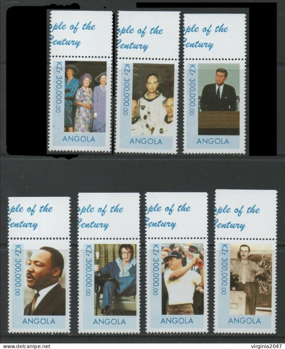 2000 Angola Personajes De La Centuria-isabel II-astronautas-kenedy-luther King-presley-disney 7v. Mint. - Martin Luther King