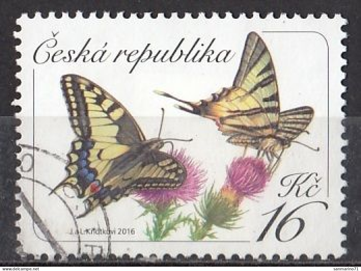 CZECH REPUBLIC 881,used,falc Hinged,butterflies - Used Stamps