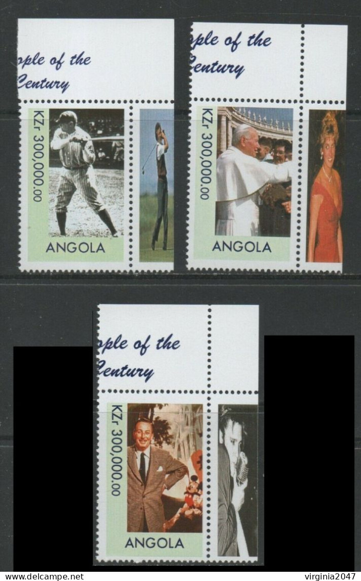 2000 Angola Personajes De La Centuria-presley-disney-papa Y Lady Di 3v. Mint. - Elvis Presley