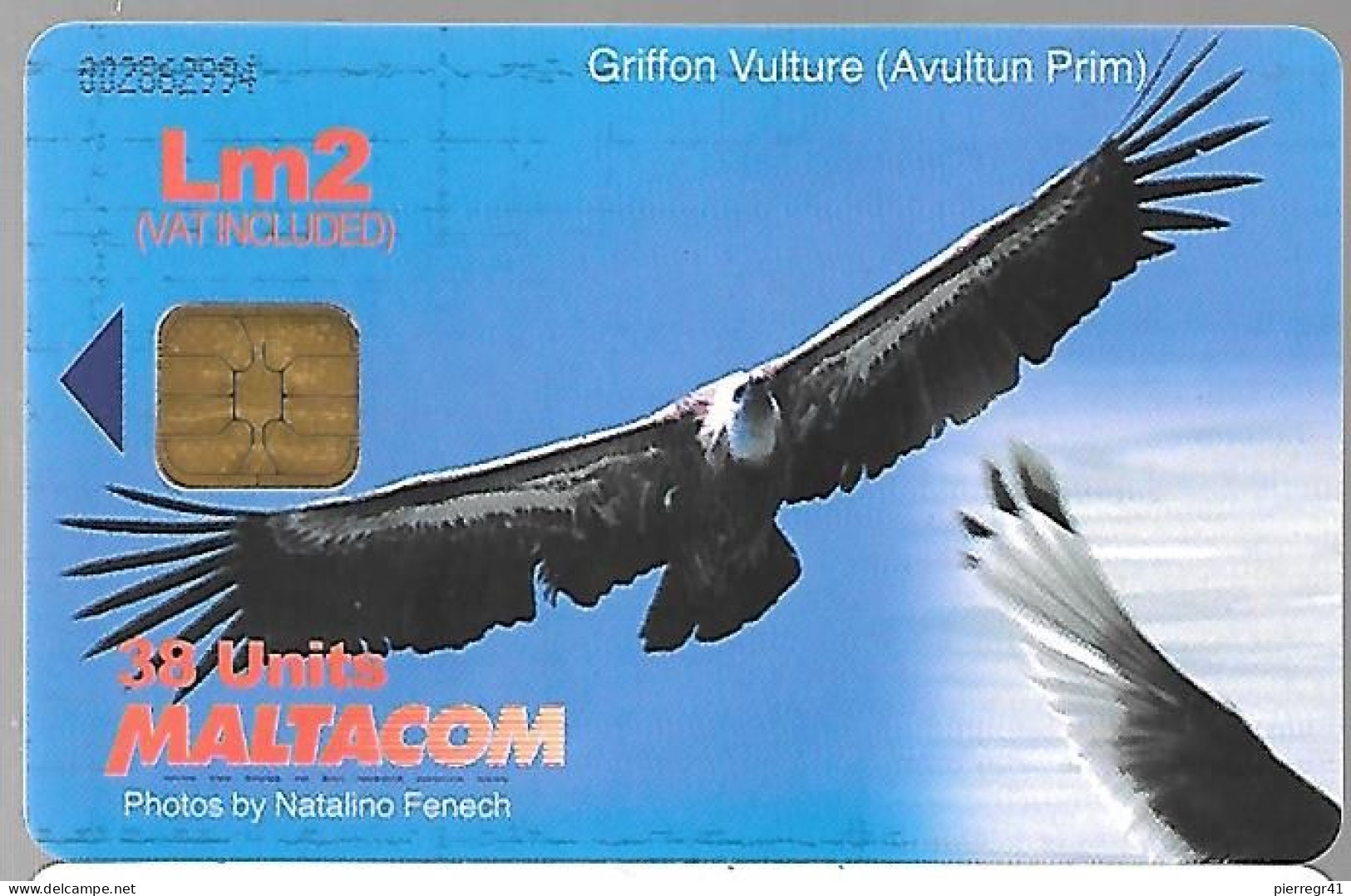 CARTE-PUCE-MALTE---LM2-38U-OISEAU GRIFFON-UTILISE-TBE - Eagles & Birds Of Prey