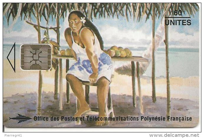 CARTE*-PUCE-POLYNESIE-PF26 -SC5-60U-08/94-La VENDEUSE De MANGUE-R°Glacé--N°Rouges Maigres-C47100880-UTILISE-TBE- - Polynésie Française