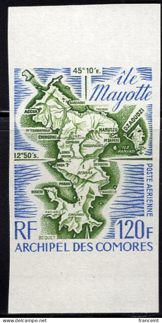 COMORO ISLANDS(1974) Map Of Mayotte. Imperforate. Scott No C65, Yvert No PA61. - Other & Unclassified