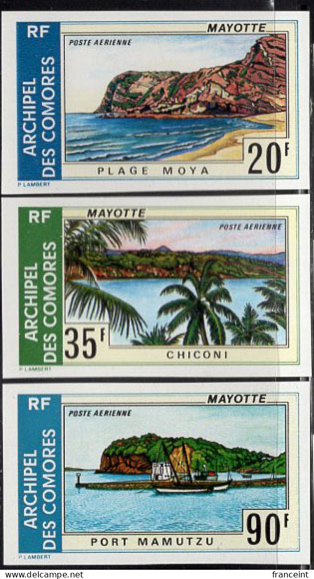 COMORO ISLANDS(1974) Views Of Mayotte. Set Of 3 Imperforates. Scott No C62-4. - Other & Unclassified