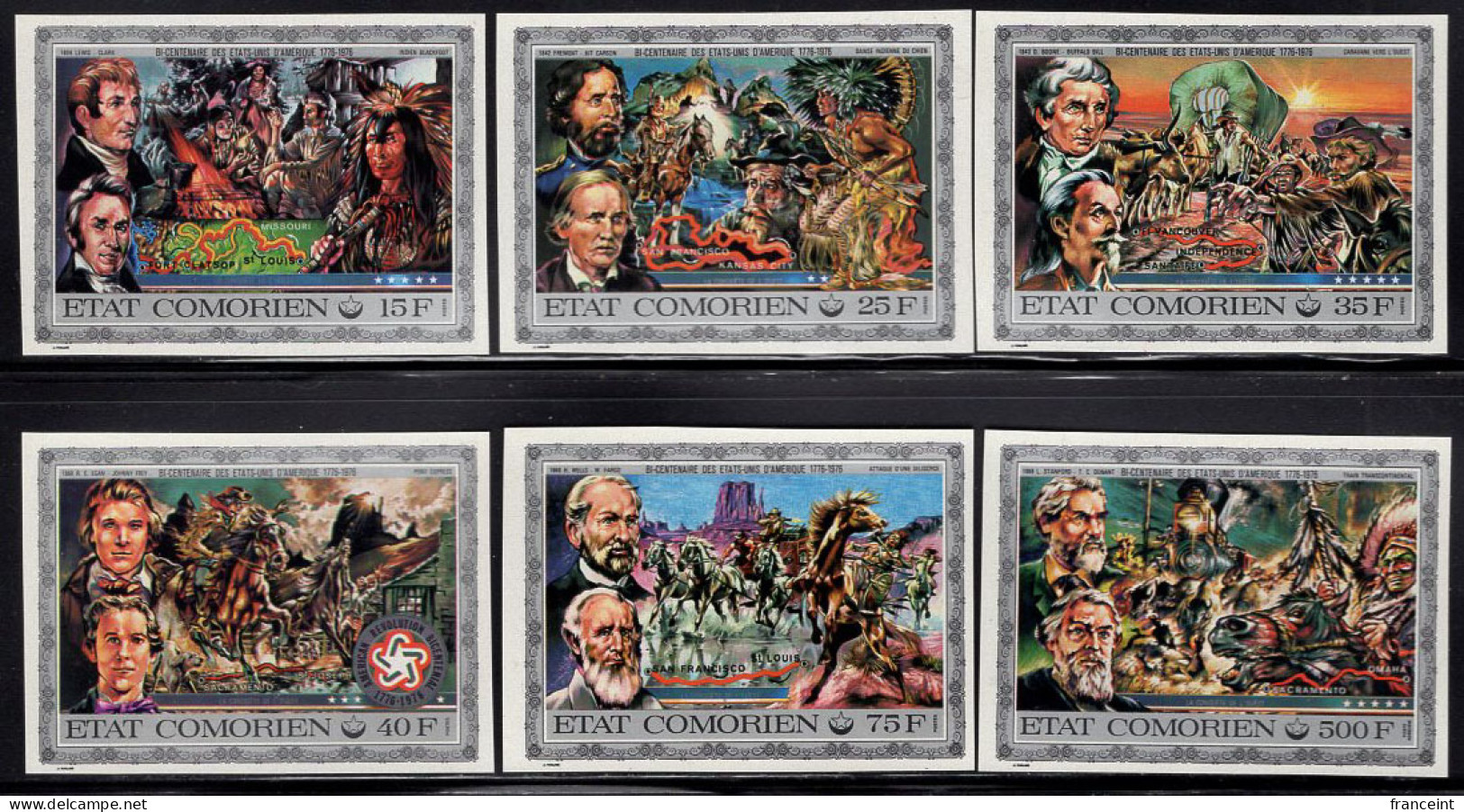 COMOROS(1976) American Revolution Bicentennial. Set Of 6 Imperforates. Scott Nos 165-70. - Comores (1975-...)