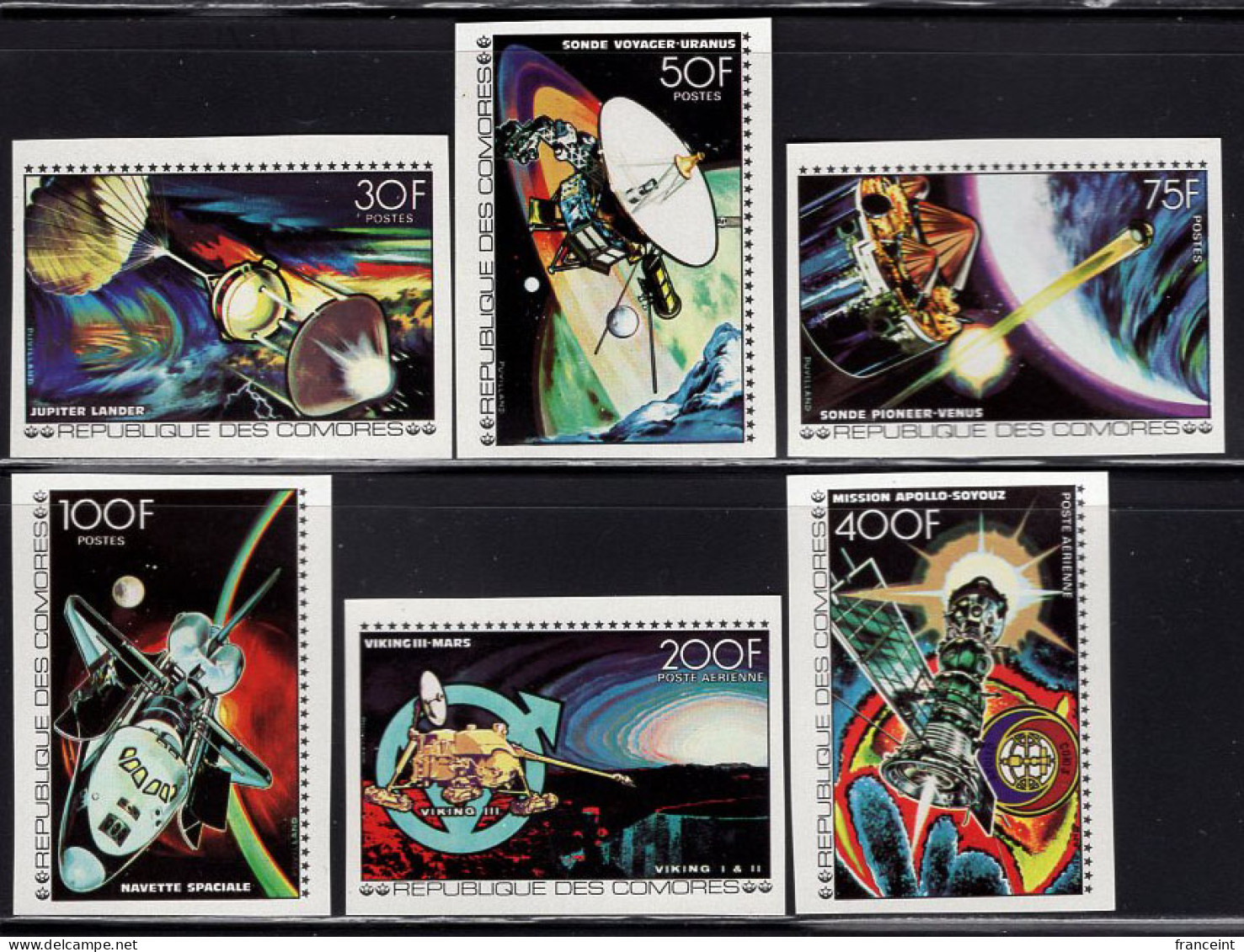 COMOROS(1977) Space Exploration. Set Of 6 Imperforates. Scott Nos 275-80. - Comores (1975-...)