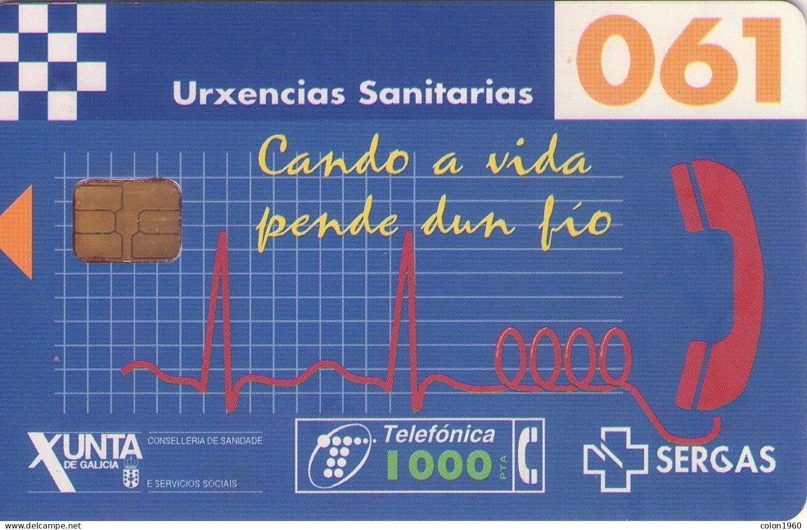 ESPAÑA. CP-133. URXENCIAS SANITARIAS 061. 09-1998. 1 CON LINEA Y NÚMEROS DESFASADOS.(405) - Commemorative Advertisment