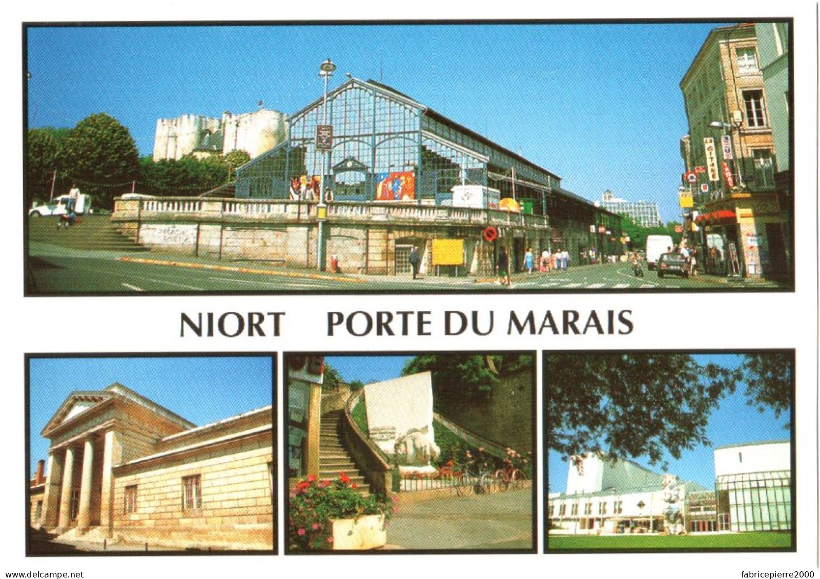 CPM 79 (Deux-Sèvres) Niort - Porte Du Marais. Le Marché (halles) Et Le Donjon TBE - Markthallen