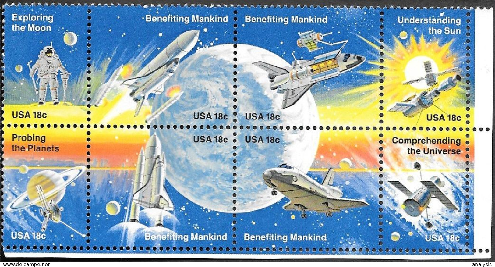 USA Space 8 Stamps 1981 MNH. Shuttle Columbia STS-1 "Apollo 11" - Verenigde Staten